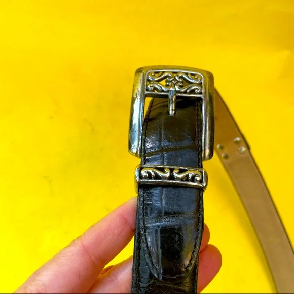 Vintage black/silver Brighton leather belt - Picture 4 of 8